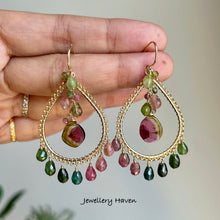 Charger l'image dans la galerie, Tourmaline chandelier earrings