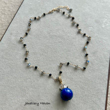 Load image into Gallery viewer, Labradorite, black spinel and lapis lazuli pendant necklace