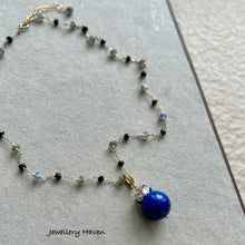 Load image into Gallery viewer, Labradorite, black spinel and lapis lazuli pendant necklace