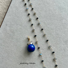 Load image into Gallery viewer, Labradorite, black spinel and lapis lazuli pendant necklace