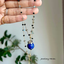 Load image into Gallery viewer, Labradorite, black spinel and lapis lazuli pendant necklace