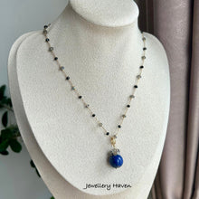 Load image into Gallery viewer, Labradorite, black spinel and lapis lazuli pendant necklace