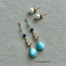 画像をギャラリービューアに読み込む, Larimar and round pearl studs earrings (detachable style)