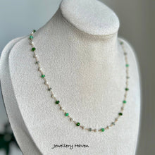 画像をギャラリービューアに読み込む, Chrysoprase, chrome diopside and pearl necklace