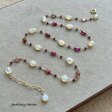 画像をギャラリービューアに読み込む, Ethiopian opal, pink tourmaline, garnet necklace
