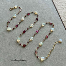 画像をギャラリービューアに読み込む, Ethiopian opal, pink tourmaline, garnet necklace