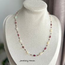 画像をギャラリービューアに読み込む, Ethiopian opal, pink tourmaline, garnet necklace