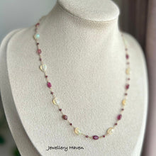 画像をギャラリービューアに読み込む, Ethiopian opal, pink tourmaline, garnet necklace