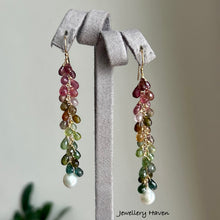 Load image into Gallery viewer, Tourmaline and baby baroque pearl earrings