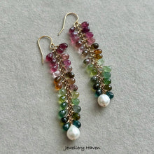 Load image into Gallery viewer, Tourmaline and baby baroque pearl earrings