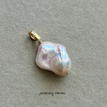 Laden Sie das Bild in den Galerie-Viewer, Reserved … Rainbow iridescent baroque pearl and ruby pendant