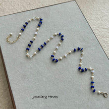 Laden Sie das Bild in den Galerie-Viewer, Lapis lazuli, pearl, chalcedony necklace