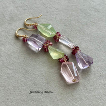 Laden Sie das Bild in den Galerie-Viewer, Rose Quartz, prehnite, pink amethyst earrings