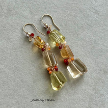 Laden Sie das Bild in den Galerie-Viewer, Citrine, Lemon Quartz, Champagne quartz earrings