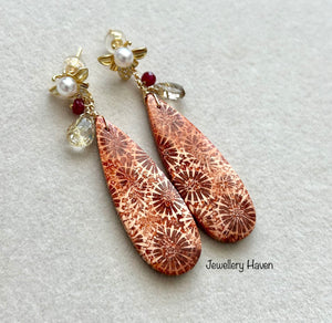 Fossil coral earrings #4