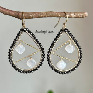 Black spinels chandelier earrings #1
