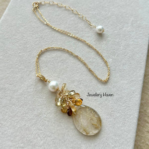 Golden rutilated quartz necklace