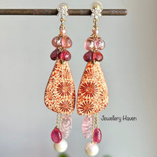 Load image into Gallery viewer, Reserved for June ... Fossil coral earrings #3