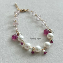 Load image into Gallery viewer, Rose quartz and Akoya pearls bracelet
